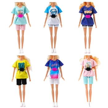 Štýlový Ružový Série Slim Outfitu, Pás Pack Taška Vhodná Pre Barbie Každodenné Ležérne Oblečenie Príslušenstvo pre Barbies Oblečenie