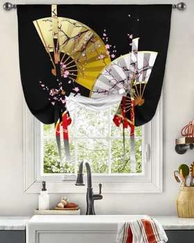 Japonský Ventilátor Kvet Slivka Pobočky Okno Opony pre Obývacej Izby, Spálne, Balkóna Kaviareň v Kuchyni Tie-up Roman Opony