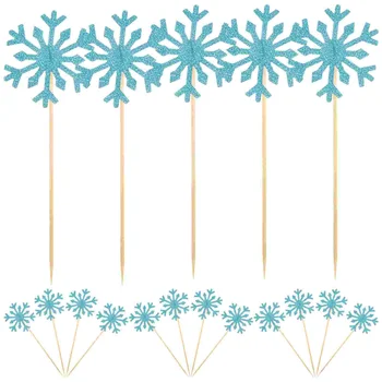 100 Ks Vianočné Ozdoby Snowflake Vlajka Dezert Vňaťou Plug-in Tortu Vložky, Papierové Ozdoby Mulčovače