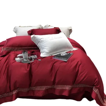 100S Dlhé Vlákna Bavlny Štyri Kus, Všetky Bavlny High-end bytový Textil, Jednoduché Červené posteľná bielizeň