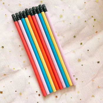 10pcs Macaroon Farba Dreva Ceruzky pre Deti Písanie kórejský Papiernictvo Dodávky Kawaii Školské potreby Hb Ceruzky Gumy