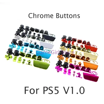 10sets Celý Set Chrome Tlačidlá pre PlayStation5 PS5 V1.0 Radič L1 R1 R2 L2 ABXY D-pad Smere Kľúčovú Výmenu Auta