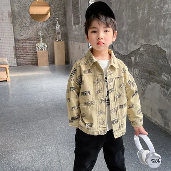 2023 kórejský Dieťa boys Jar Denim Kabát Béžová Jean Bunda Deti Oblečenie Bundy Pre Dospievajúce Dievčatá, Ženy, Detské Oblečenie Outwear