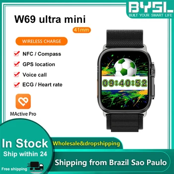 2023 W69 Ultra Mini Smart Hodinky Muži Ženy 45MM, 1.95 palcový Dail Hovor NFC Hlasový Asistent Sledovanie GPS Smart Hodinky Pk Hw8 Ultra