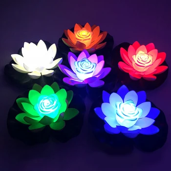 28 CM Umelé Plávajúce Lotus Nočné Svetlo LED Lotus Lampa na batériový Nepremokavé Záhrade Bazén Rybník Fontána Dekorácie