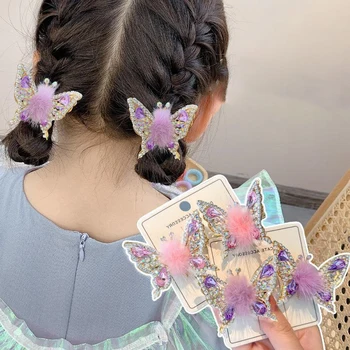 3D Hnuteľného Motýľ Vlásenky Elegantné Drahokamu sponky do Vlasov Pre Ženy Kožušiny Loptu Barrettes Vlasy Klip pokrývku hlavy Vlasy Príslušenstvo