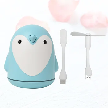 3ks Penguin Dizajn Mini Pračka Domov Aromaterapia Difúzor Office Difuzér, Nočné Lampy, Modrá USB (Light + USB Ventilátor)