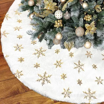 90/120 cm Cezhraničné Vianočný Stromček Sukne Perličiek Snowflake Sequin Strom Sukne Plyšové Strom Sukne Vianočné Biela Výzdoba