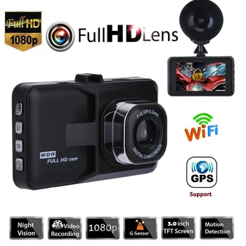 Automobilové DVR WiFi Dash Cam 3.0 Full HD 1080P parkovacia Kamera, videorekordér Auto Dashcam Black Box GPS Auto Príslušenstvo pre Nočné Videnie
