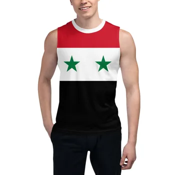 Bez rukávov T-shirt Sýrii Vlajka 3D Mužov Chlapci Tričko Telocvične Tank Topy Fitness Joggers Basketbal Školenia Vesta