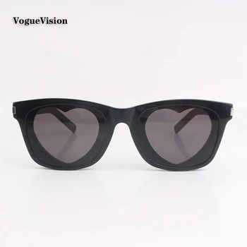 Black Acetát rám Námestie srdce tvaru slnečné okuliare ženy Módne dámske slnečné okuliare pre Outdoorové okuliare UV ochranný