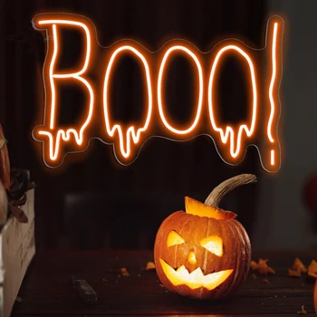 Boo! Halloween Neónový nápis Halloween Party Dekorácie Funky Neónový nápis Halloween LED Svetlo Halloween Neónový nápis Strašidelné Dekorácie