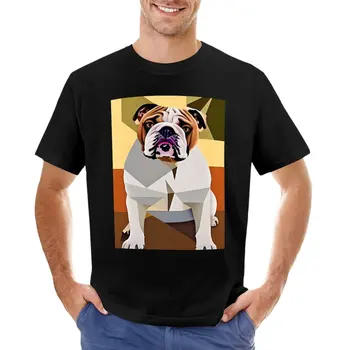 Buldog geometrické pet portrét T-Shirt športový fanúšik, t-košele mens grafické t-shirts legrační