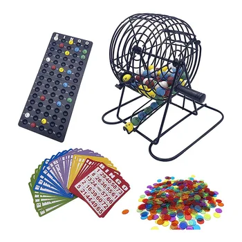 Deluxe Bingo Hra s 6 Palcovým Bingo Klietky, Bingo Majster Rada,75 Farebné Gule , 50 Bingo Kariet a 300 Bingo Čipy