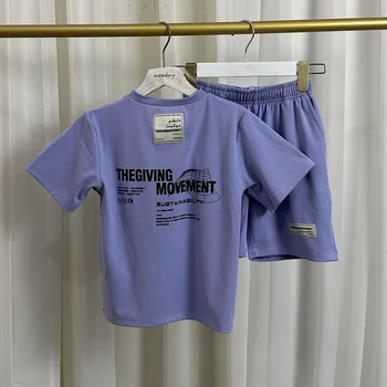 Deti 3~12 Rokov Dievča Chlapčenské Odevy Nadrozmerné Grafickej Tlače T-shirt+Voľné Šortky 2 Ks Letné detské Hornej A Dolnej časti Nastavenie