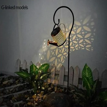 Duté Železa Sprcha LED Reťazec Svetlá Vonkajšie Slnečné Zavlažovanie Môže Ornament Lampa Garden Art Light Decor Záhradné Dekorácie