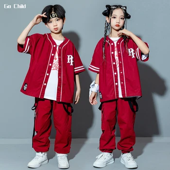 Hip Hop Chlapci Voľné Baseball Jacket Caro Nohavice Dievčatá Streetwear Kabát Street Dance Joggers Dieťa Jazz Oblečenie Sady Deti Kostýmy