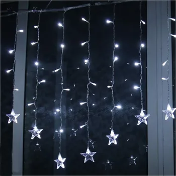 Hviezda String Svetlá 96 LED Vianočné Girlandy Víla Opony svetlo Vonkajšie Vnútorné Pre Spálne Home Party, Svadobné Dekorácie 2024