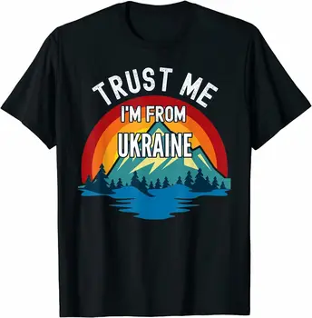 JHPKJTrust Mi, že som Z Ukrajiny Farebné Hory, Vintage Štýl T-Shirt pánske 100% Bavlna Bežné T-shirts Voľné Top, Veľkosť S-3XL