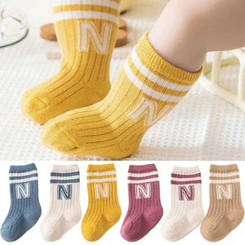 Kórejský Štýl Baby Ponožky, Pletené List Ponožky, Bavlnené Ponožky pre Dieťa Uprostred Trubice Pančuchy 0-5Years Chlapcov, Dievčatá, Deti Calcetines