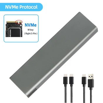 M. 2 NVME SATA, Dual Protokol Pevný Disk Prípade USB3.1 Typ-C 2TB Podporu UASP a TRIM Hliníkovej Zliatiny pre 2230/2242/2260/2280 SSD