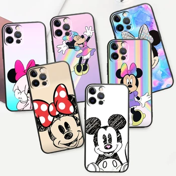 Mickey mouse farba Telefón puzdro Pre Apple iPhone 15 14 13 12 Mini 11 XS Pro Max X XR 8 7 6 Plus SE Funda Čiernym Krytom
