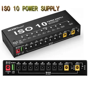 MOSKY ISO-10 Stanica Izolované Gitarové Efekty Pedál Doska pre Procesory Napájanie DC Výstupy/ 5V USB Výstup pre 9V 12V 18V