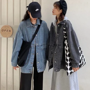 Na jar a na Jeseň 2020 Nové Harajuku Študentov Vintage Denim Jacket Módne Doplnky, dámske Voľné kórejský Štýl Priateľ pracovné Odevy Topy