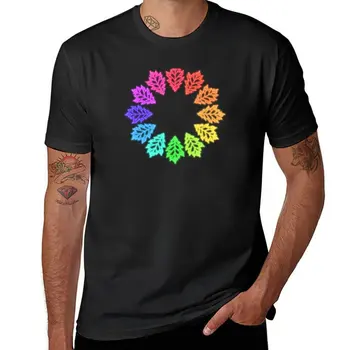Nová Dúha Neónové Svetlo Dubový List Krúžok T-Shirt potu košele hippies oblečenia nové vydanie tričko nadrozmerné t shirt mužov