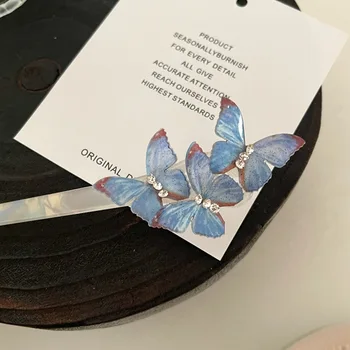 Nový Čínsky Štýl Blue Butterfly Vlásenky Národnej Štýl Temperament Rozšírené Svetlo Luxusné Pokrývku Hlavy