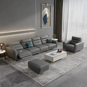 Obývacia izba gauč moderné ľahké a jednoduché elektrické funkcie priestor domáce kino kožená sedačka