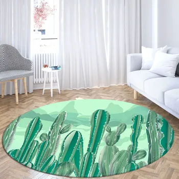 Okrúhly koberec veľké rohože vytlačené kaktus zime domov, obývacia izba, spálňa, kúpeľňa dekorácie lesa rohože