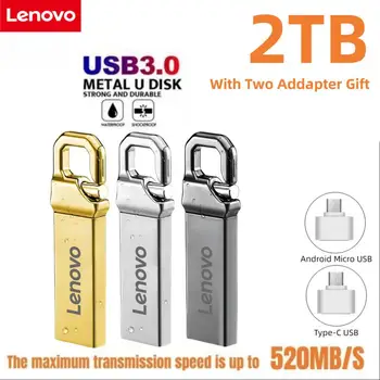 Originálne Lenovo Flash Disk USB 3.1 vysokorýchlostné Pero Disk 1 TB Kov Typ-C, Usb kl ' úč 2TB Memory Stick Pre Ukladacie Zariadenie