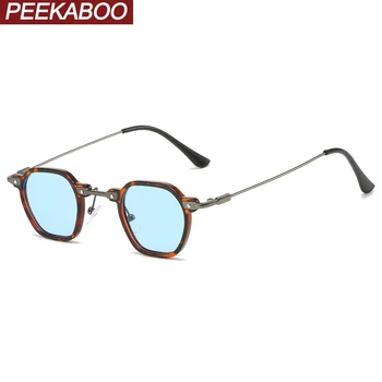 Peekaboo malé rám retro slnečné okuliare uv400 ženy retro štýl námestie slnečné okuliare pre mužov modrá zelená hot predaj polovicu kovov