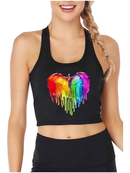 Rainbow Dračie Srdce Grafický Dizajn Sexy Štíhla Plodín Top Gay LGBT Pride Mesiac Bavlna Tank Topy Lesbické Osobné Košieľka