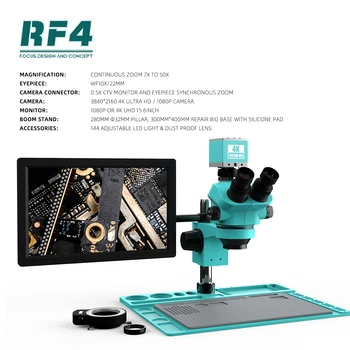 RF4 HDMI 4K Kamera 15.6 Palce 4K HD Displej Opravy IC CPU Telefón Optický Zoom Triocular Mikroskopom RF7050TVD2-4KC1-M156