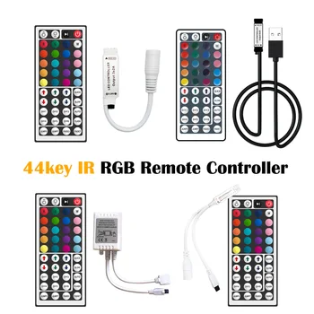 RGB LED Controller 44 Tlačidlo Single/Dual Výstupných Konektorov DC 12V 24V IR Diaľkové Ovládanie pre 5050 3528/2835 RGB LED Pásy Svetla