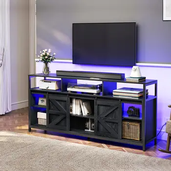 RGB LED TV Stojan Kabinetu Dreva s elektráreň Centrum Zábavy Konzoly pre vnútorné nábytok do obývacej izby