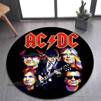 Rocková kapela AC/DC retro tlač kolo koberec obývacej izby, spálne, krásny koberec non -slip dvere pad podlahové rohože darček k narodeninám