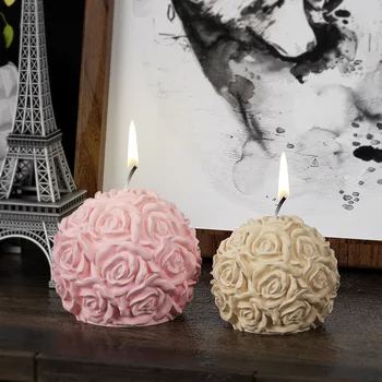 Rose Loptu Sviečka, Silikónové Formy 3D Ruže Kvet Živičné Mydlo Ice Plesne Cake Decoration Domova Formy na Sviečku, Takže Remeslá