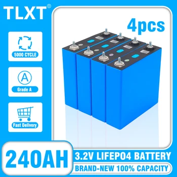 Rýchle Dodanie 4PCS 3.2 V 240Ah LiFePO4 Lítium Železa Fosfát Batériu Môžu byť Kombinované do 12V 24V 36V 48V Nabíjateľná Bunky