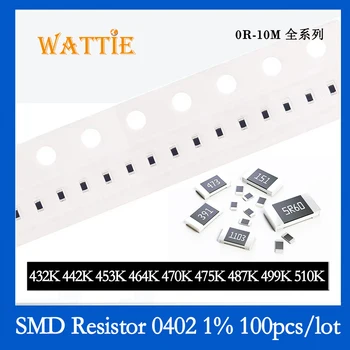 SMD Rezistora 0402 1% 432K 442K 453K 464K 470K 475K 487K 499K 510K 100KS/veľa čip odpory 1/16W 1.0 mm*0,5 mm