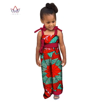Sunmmer Afriky Oblečenie pre Deti, Deti, Dievčatá Dashiki Tradičné Bavlna Afrike Tlač Ankara Jumpsuit Dievča Oblečenie BRW WYt165