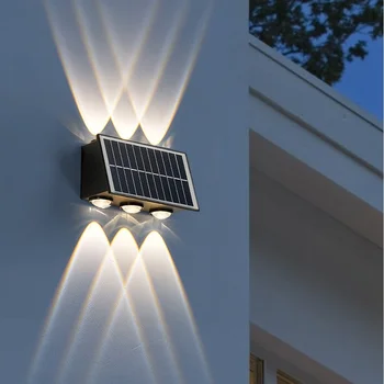Super veľké Solárne Nástenné Svietidlo Vonkajšie 6LED Teplé Svetlo Nepremokavé Hore A Dole Svetelná Osvetlenie Balkón Dvore, Záhradné Dekorácie Svetlá