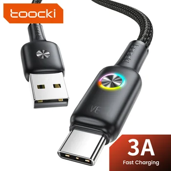 Toocki 3A USB Typu C Kábel Drôt Pre Samsung S22 S8 Xiao 13-10pro Mobilný Telefón Rýchle Nabíjanie Farebné Čítanie USB-C Nabíjačku Drôt