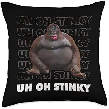 Uh Oh Stinky Hovienka Meme Legrační Opice Hodiť Vankúš, 18 x 18, Multicolor