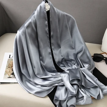 Veľká Veľkosť Silkly Škvrna Šatku Ženy Obyčajný Foulard Femme Luxusné Hidžáb Dlho Bandana Večer Party Šaty Šály a Zábaly 2023