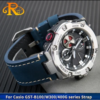 Vintage Cowhide Kožené Watchband Pre G-SHOCK Casio GST-B100/S130/S110/S120/W130L/W100/210/W300 Retro Hodinky Remienok Mužov Náramok