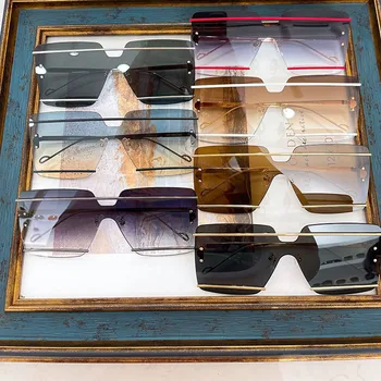 Vintage Námestie Slnečné Okuliare Žena Klasické Retro Gradient Zrkadlo Frameless Slnečné Okuliare Ženskej Módy Bez Obrúčok Oculos De Sol Uv400