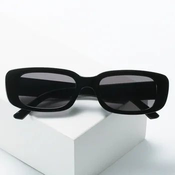 Vintage Čierny Štvorec Na Slnečné Okuliare Žena, Luxusné Značky Malý Obdĺžnik Slnečné Okuliare Žena Gradient Jasné Zrkadlo Oculos De Sol